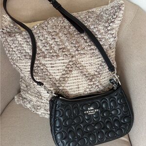 Coach Black Embossed Quilted leather Crossbody Bag